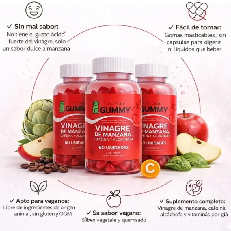 Apoya tu Digestión y Controla tus Antojos - Gomas de Vinagre de Manzana