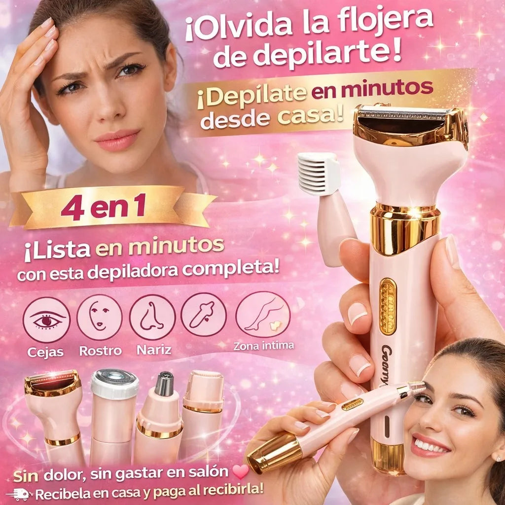 Depiladora Eléctrica Recargable 4 en 1 para Rostro, Cuerpo, Nariz y Cejas – Briola Pro