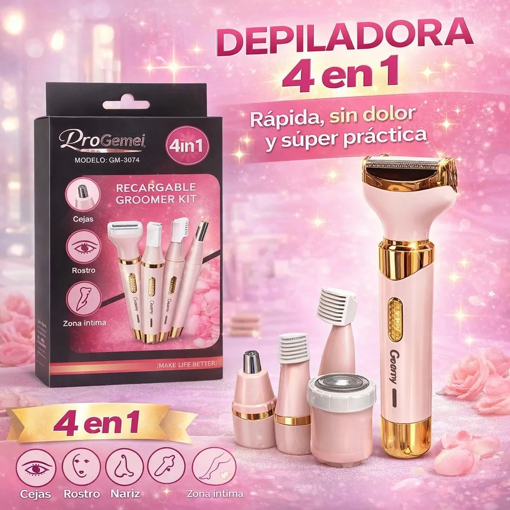 Depiladora Eléctrica Recargable 4 en 1 para Rostro, Cuerpo, Nariz y Cejas – Briola Pro